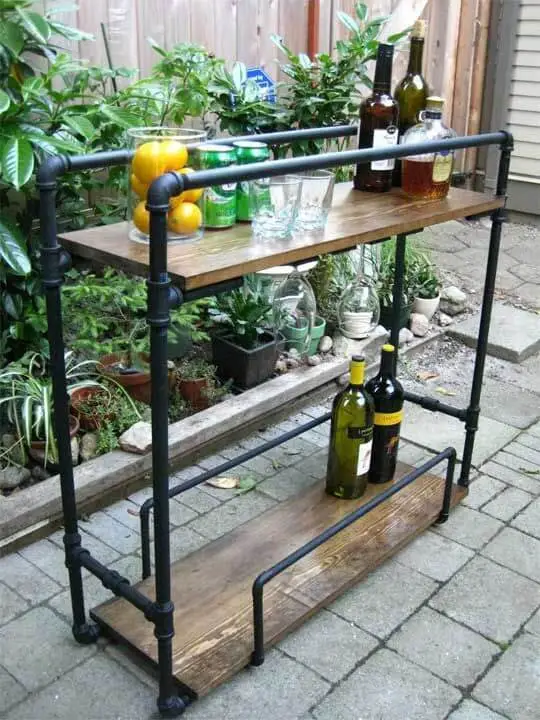 Industrial bar cart