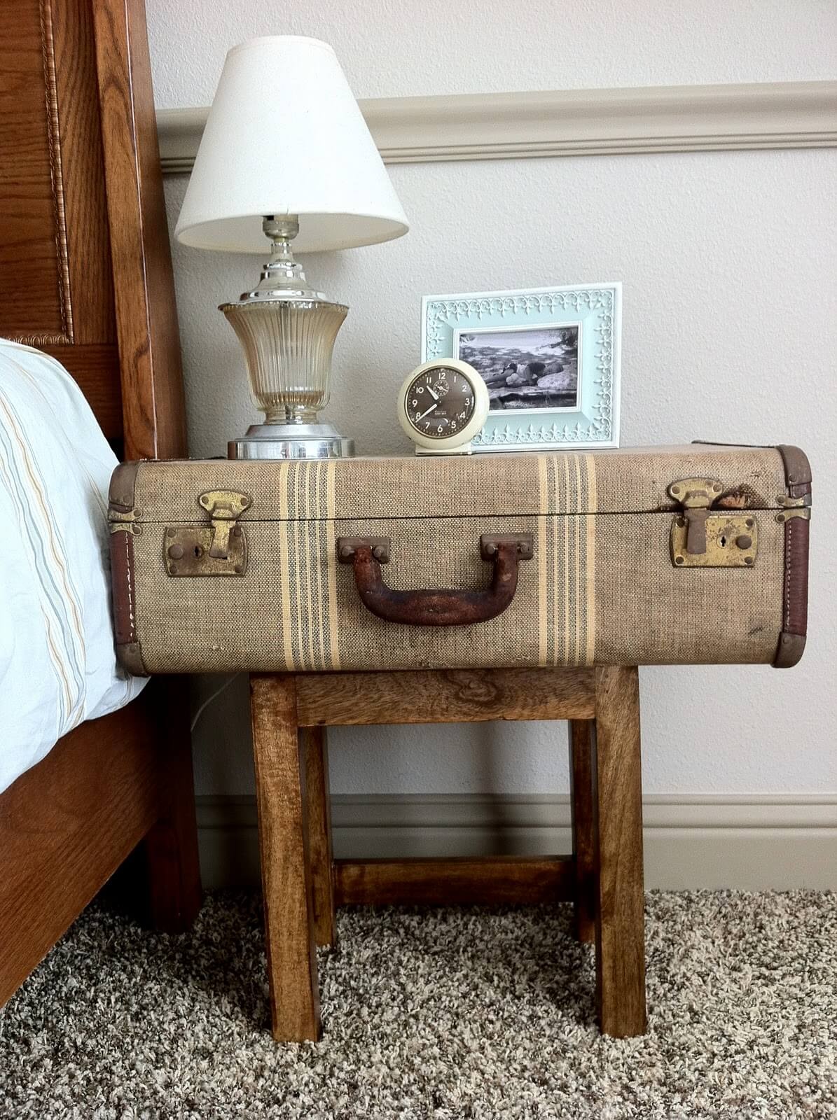 Vintage suitcases nightstand