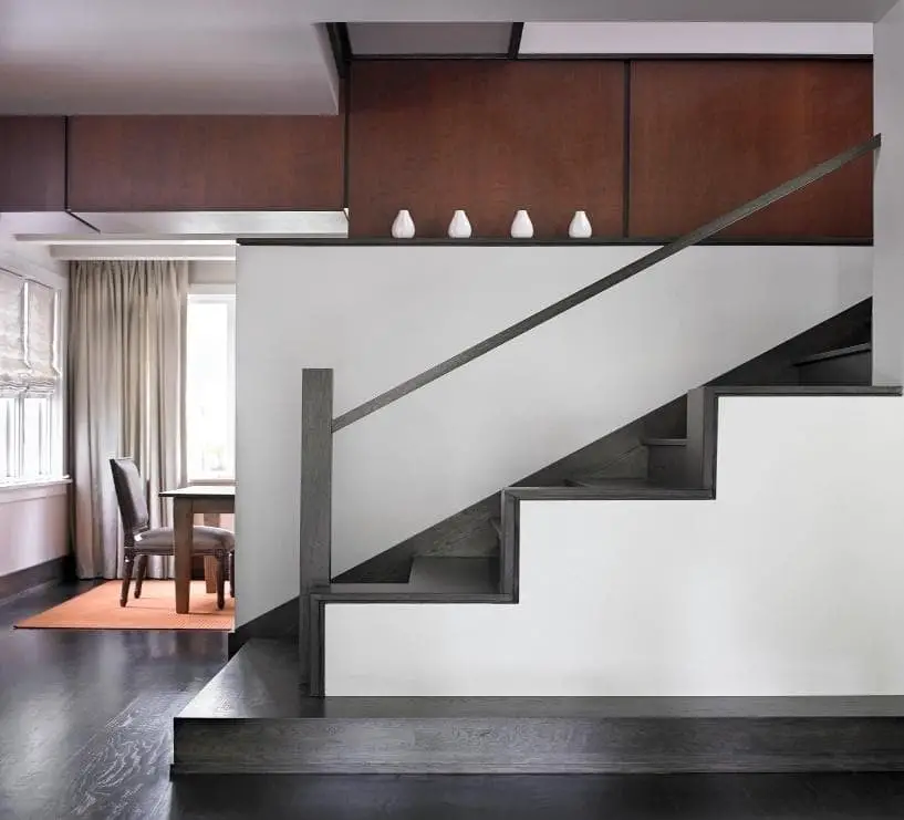 Charcoal gray wood stair trim