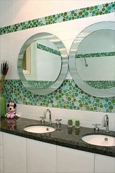 Glass bathroom backsplash ideas.