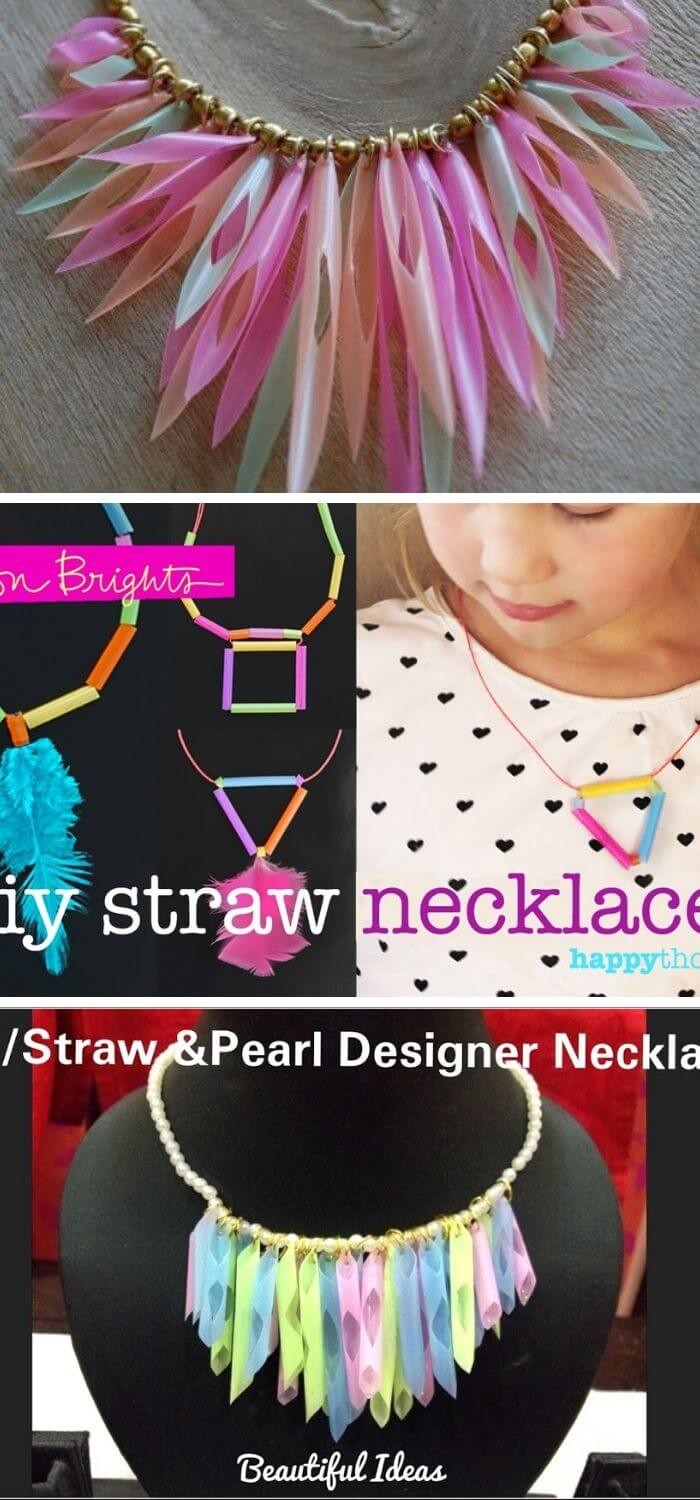 Plastic straw necklace