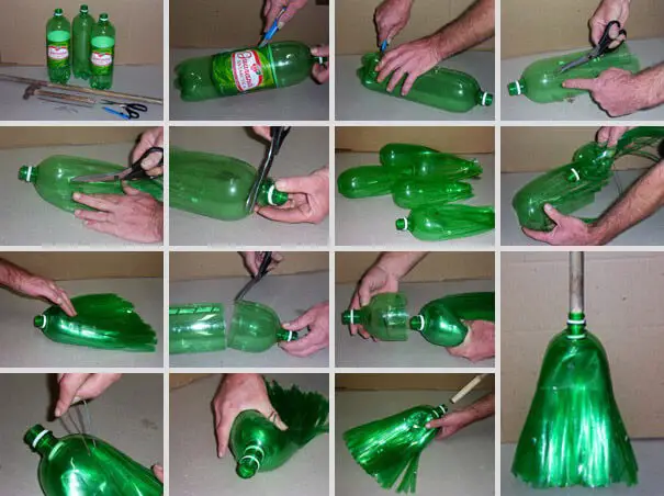 Recycled bottle to broom