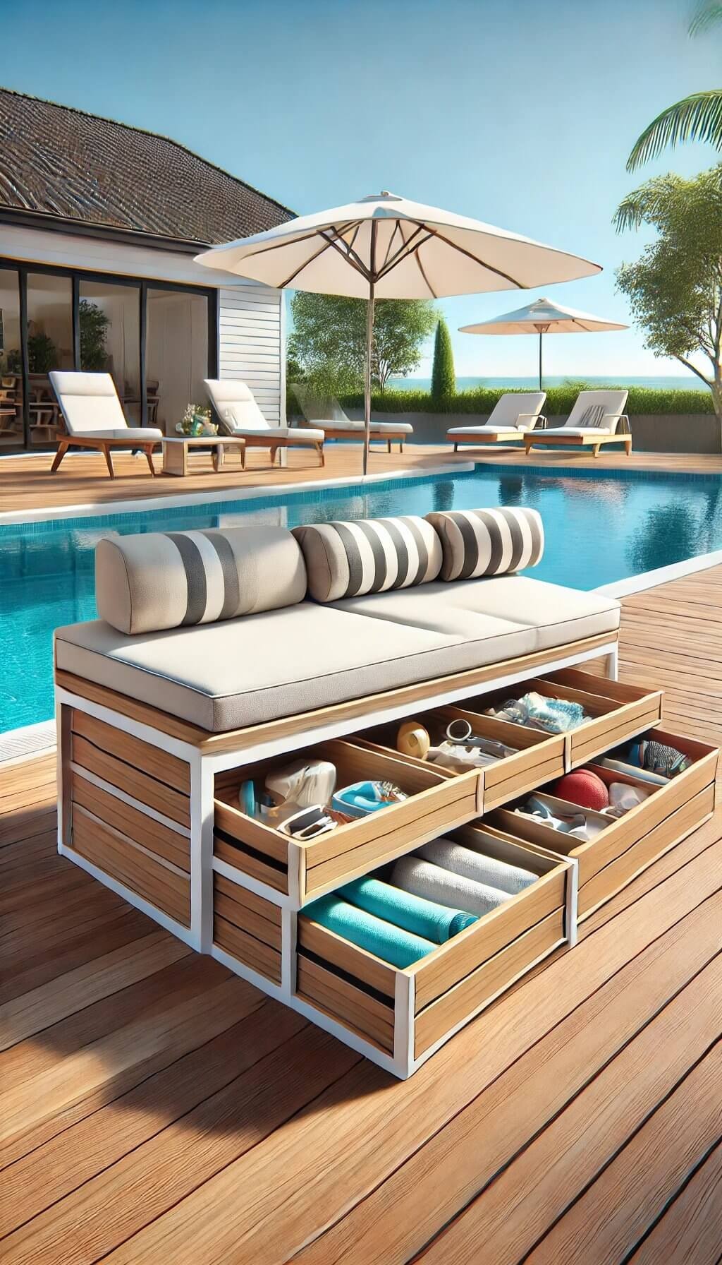 Pool Deck Storage Benches