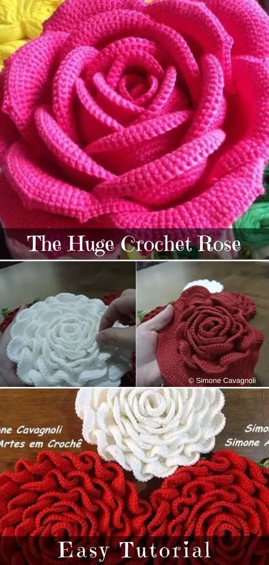 3D Crochet Mega Rose Flower