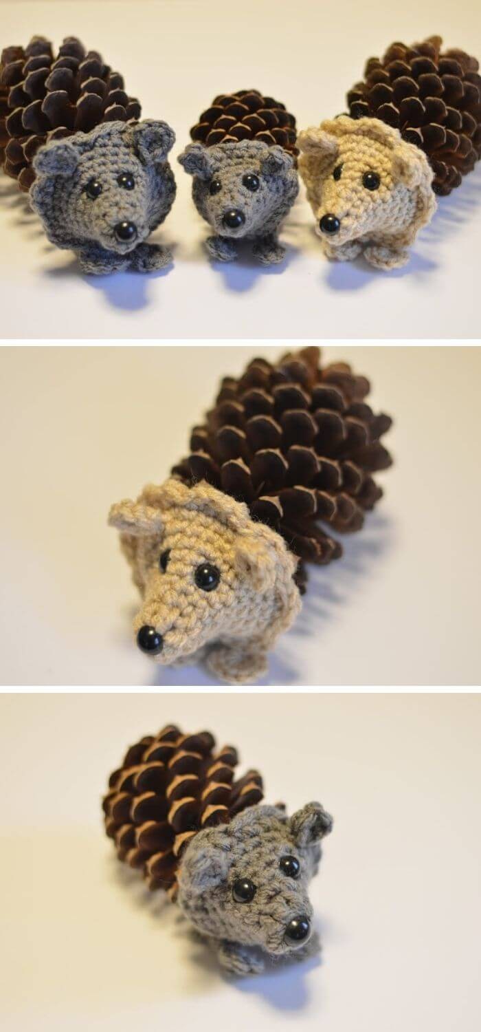 Pinecone crochet hedgehog