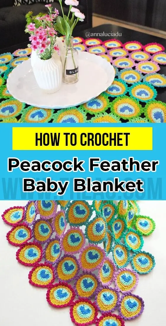 Crochet Peacock Feather Baby Blanket.