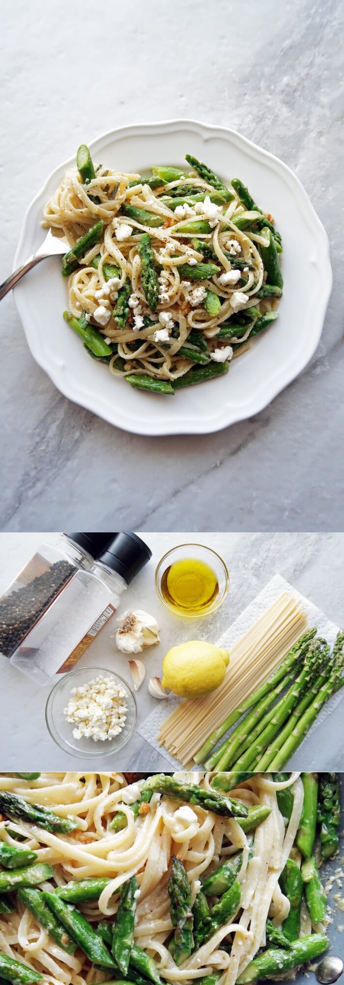 #3. Lemon Feta Linguine with Garlic Asparagus