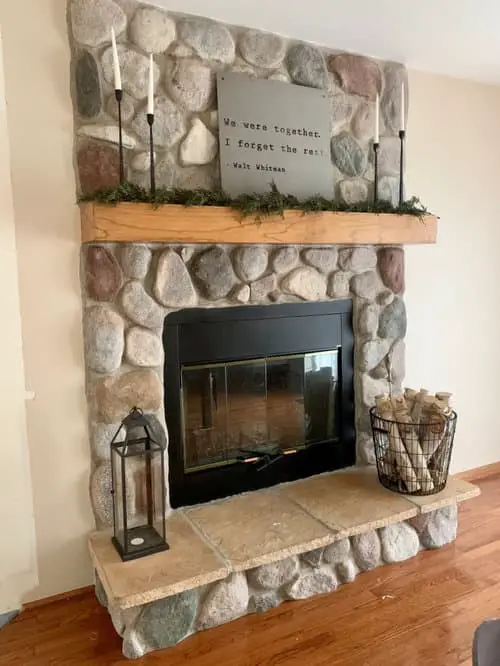 Faux River Rock Fireplace