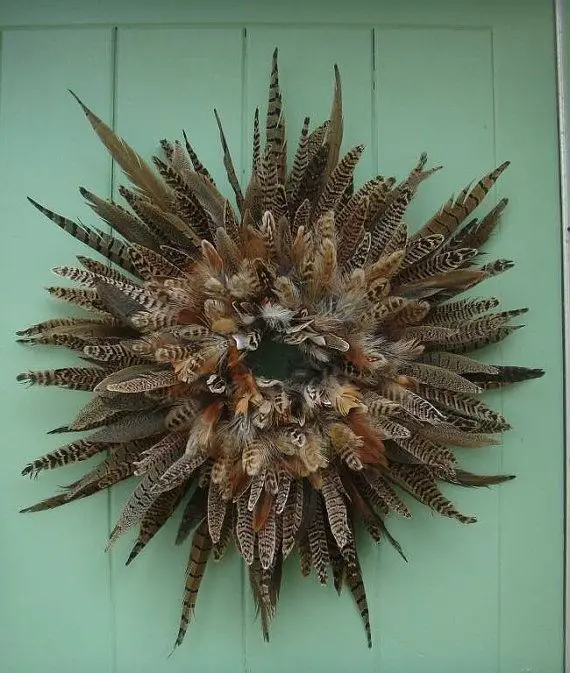 Pheasant Feather Natural Wreath