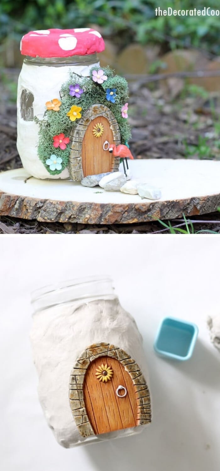 Mason jar fairy house