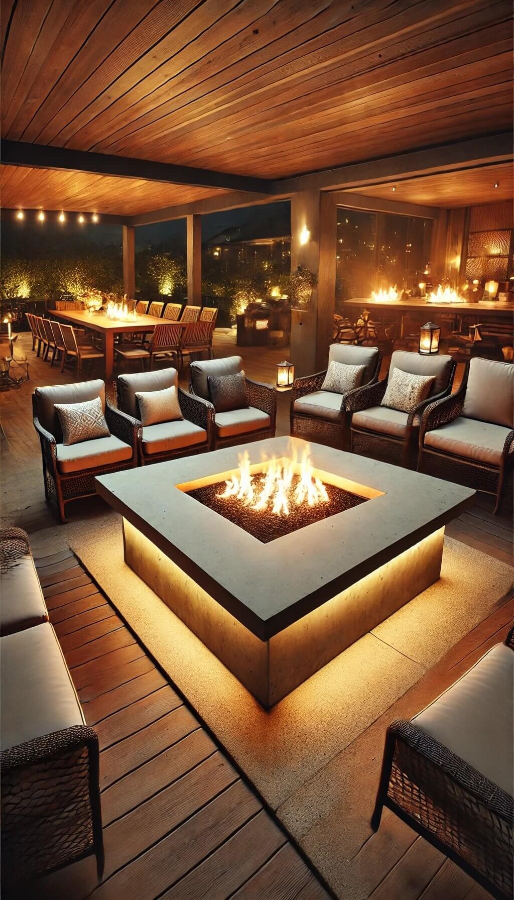 Rectangular Concrete Fire Pit Table