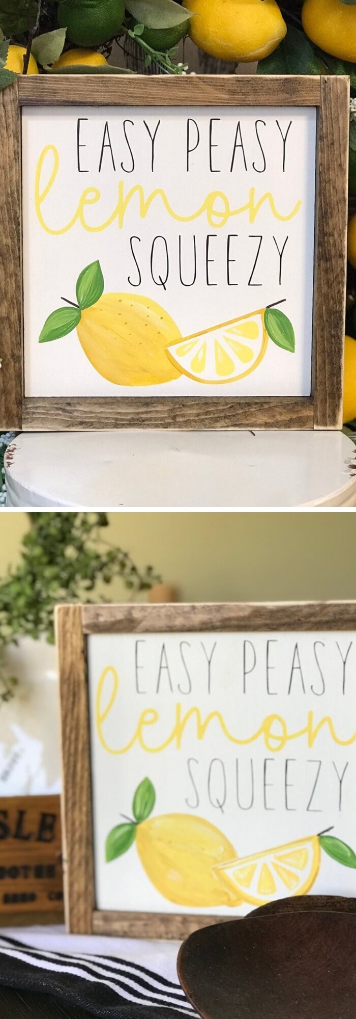 Lemon sign in kitchen