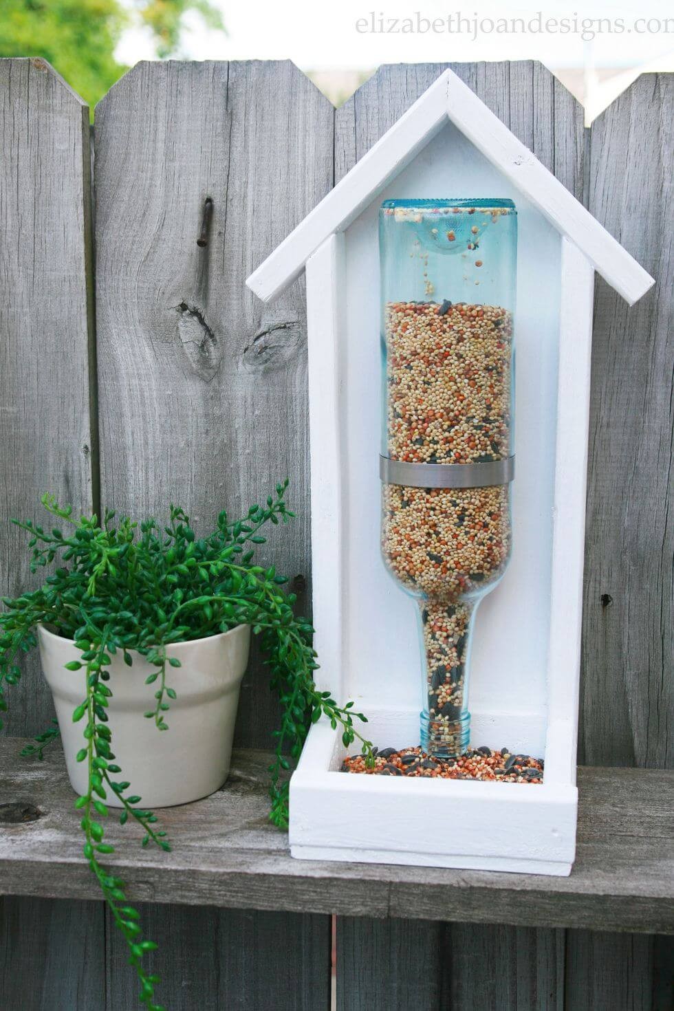 Wine Bottle Bird Feeder