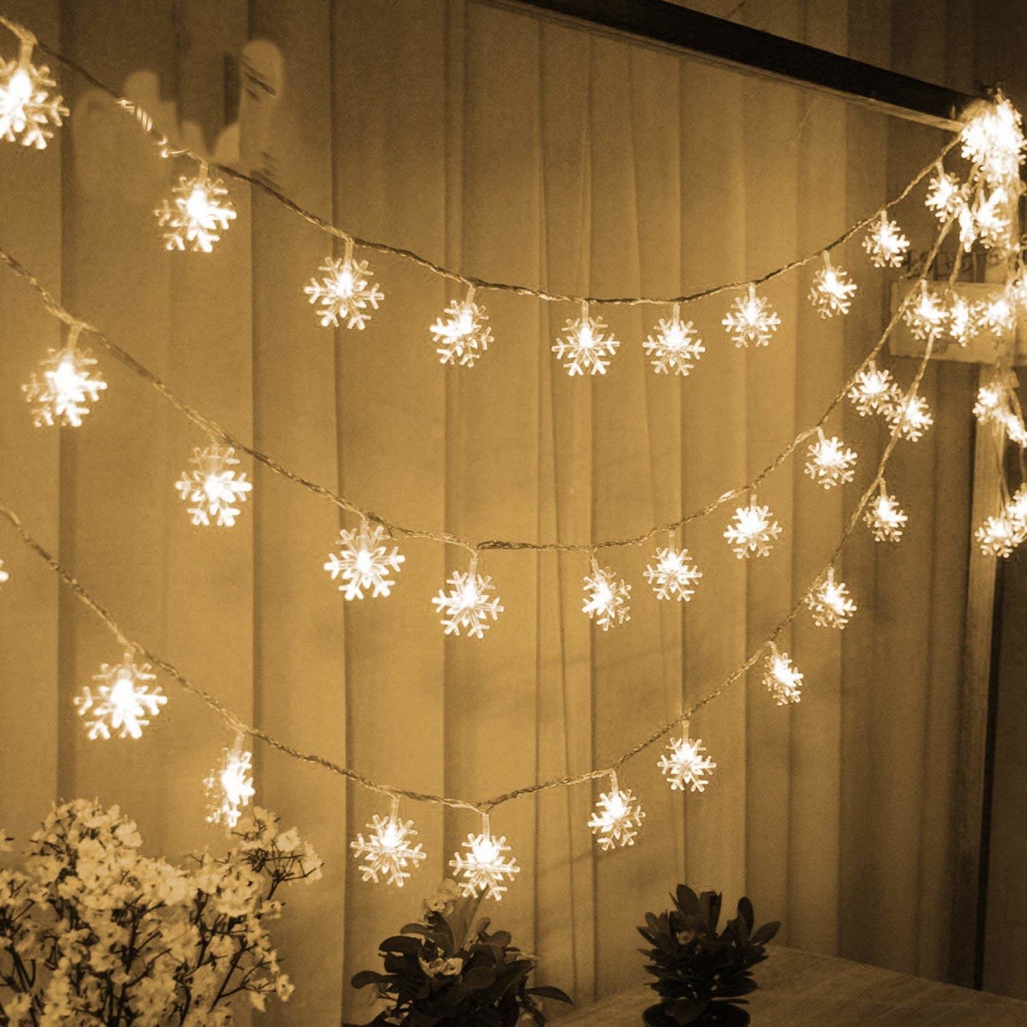 Using snowflake themed hanging lights: