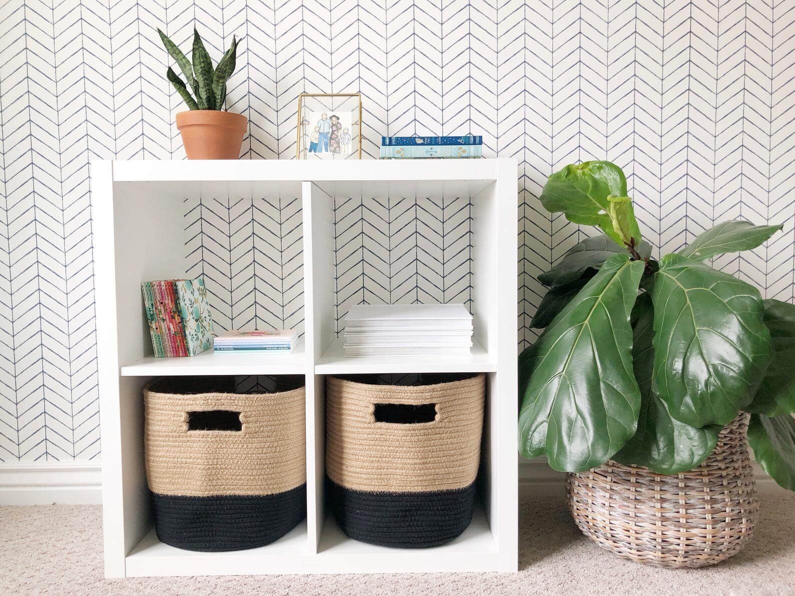 Wooden Cubby with Fabric Baskets