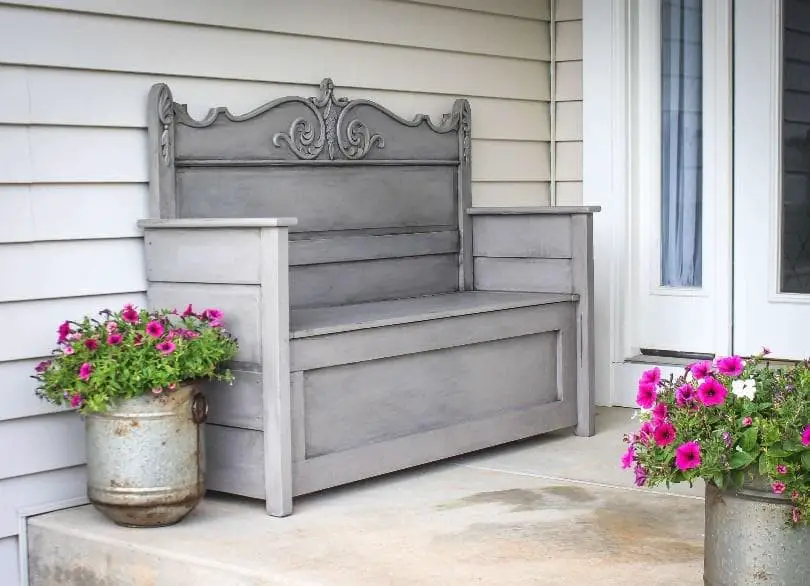 Antique headboard garden bench