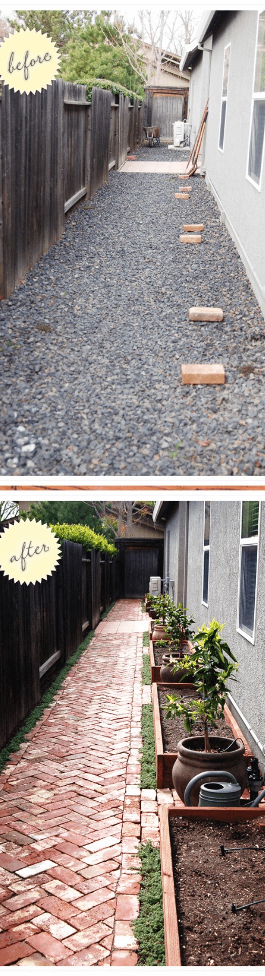 side yard: gravel to garden