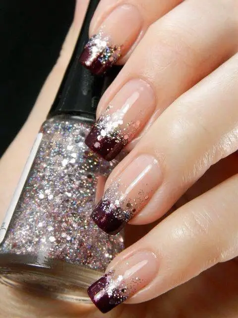 French Manicure Glitter Nail Design