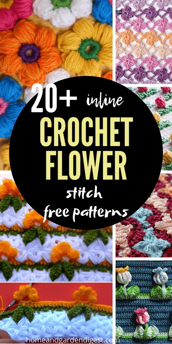 20+ Best Inline Crochet Flower Stitch Free Patterns