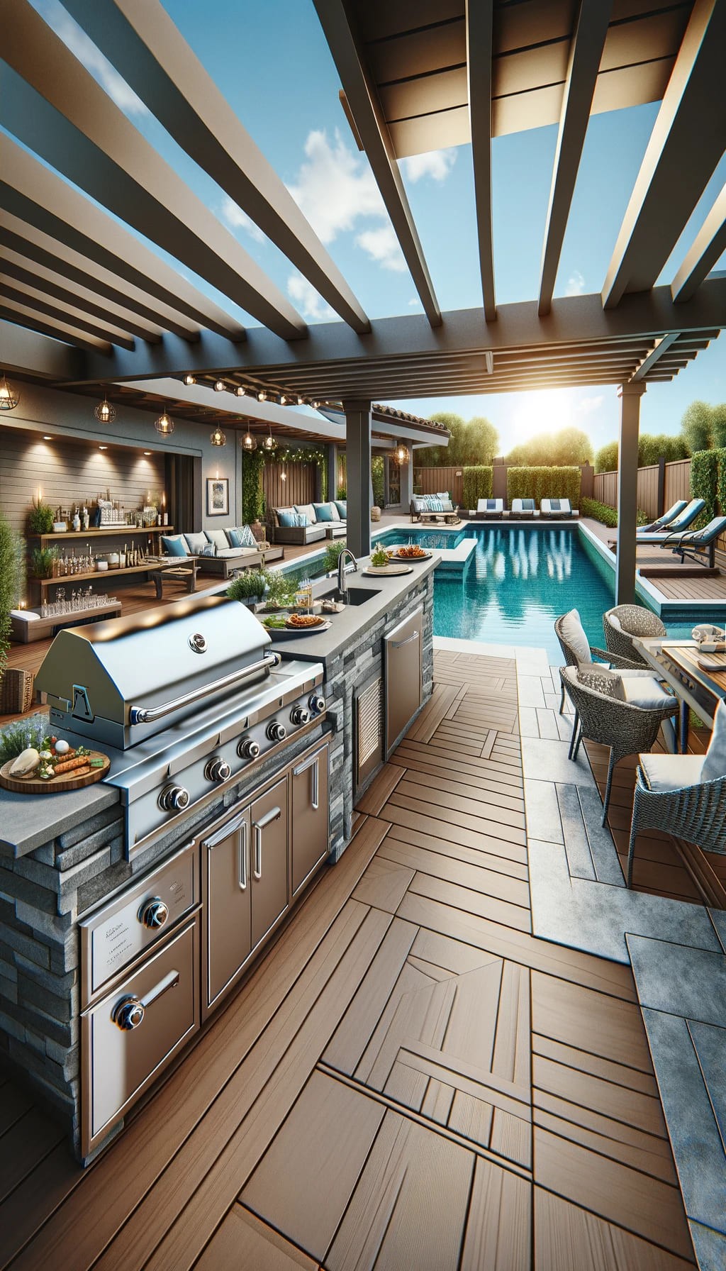 Pool Deck with Outdoor Kitchen