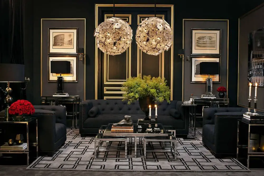 Black and gold living room ideas.