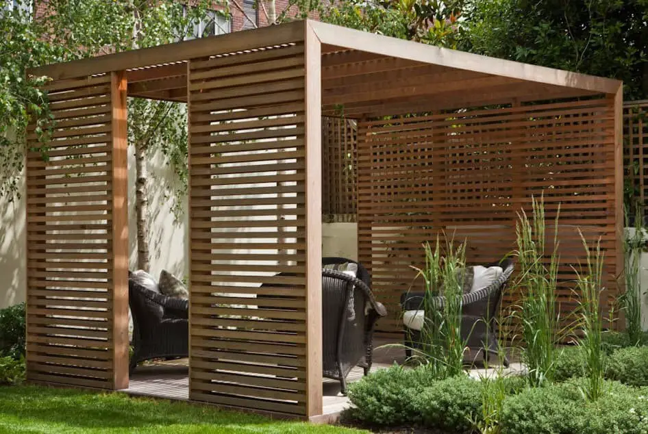 Privacy is provided by the pergola.