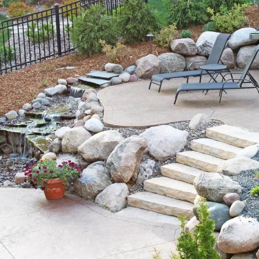 Multi-Level Patio with Water Feature