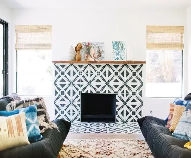 Transitional fireplace tile