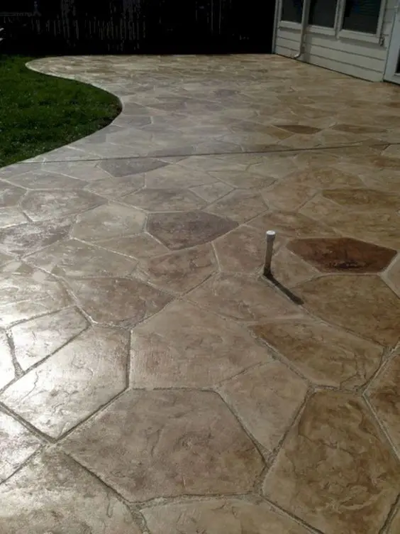 #9. Flagstone stamped concrete patio