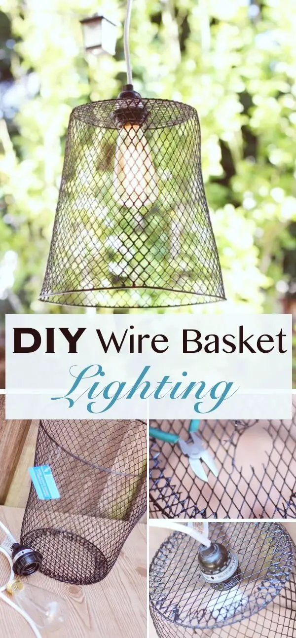 DIY Wire Basket Lighting