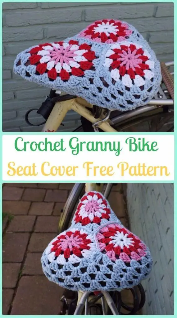 Crochet Granny Bike Seat Cover.