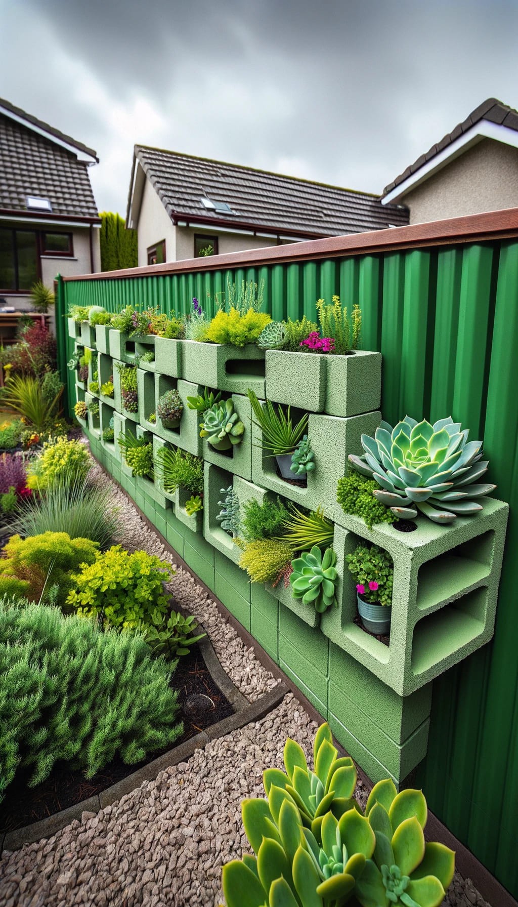 Vertical Garden Cinder Block Fence