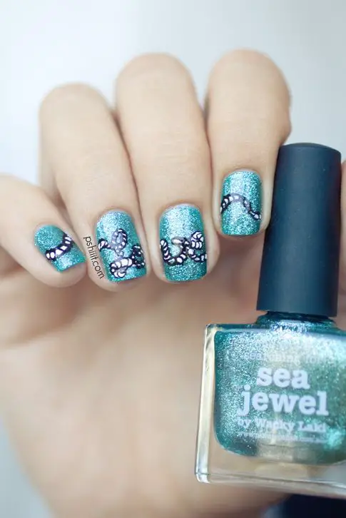 Under the Sea Glitter Nails