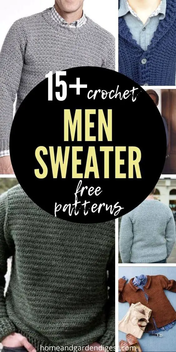 15 Crochet Men Sweater Free Patterns