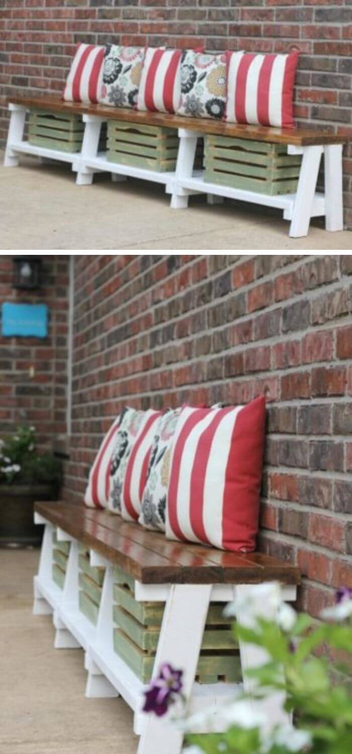 The farmhouse bench with a storage space