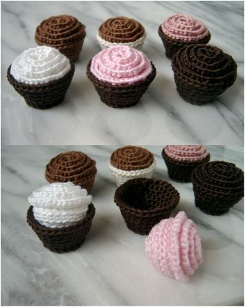 Chocolate Crochet Cupcake with Frostings