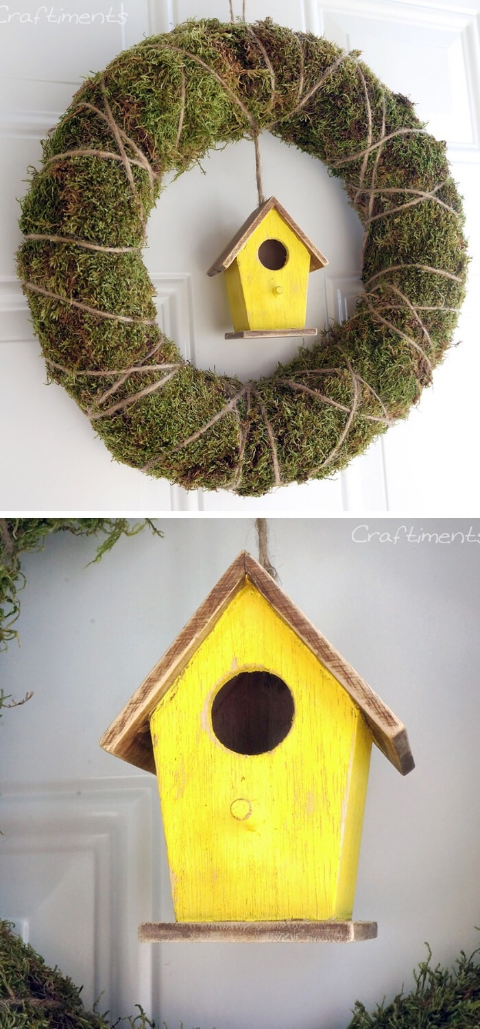 #2. Moss & Twine Birdhouse Wreath