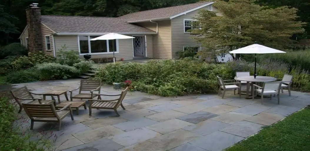 Gridded paver patio