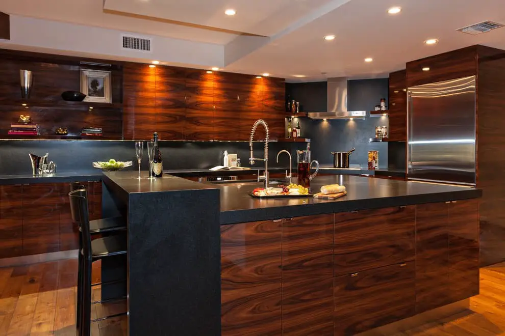 Dark brown cabinets