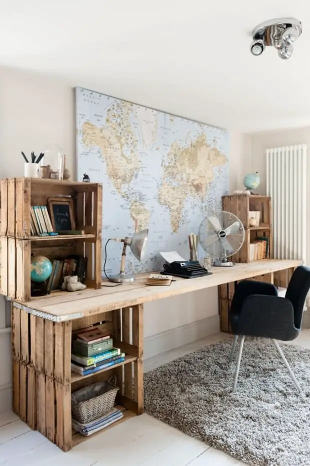 Wood Crate Desk for home office