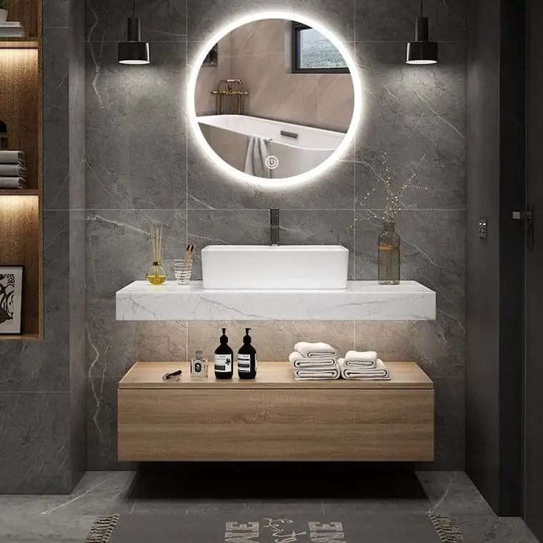 Floating vanity powder room