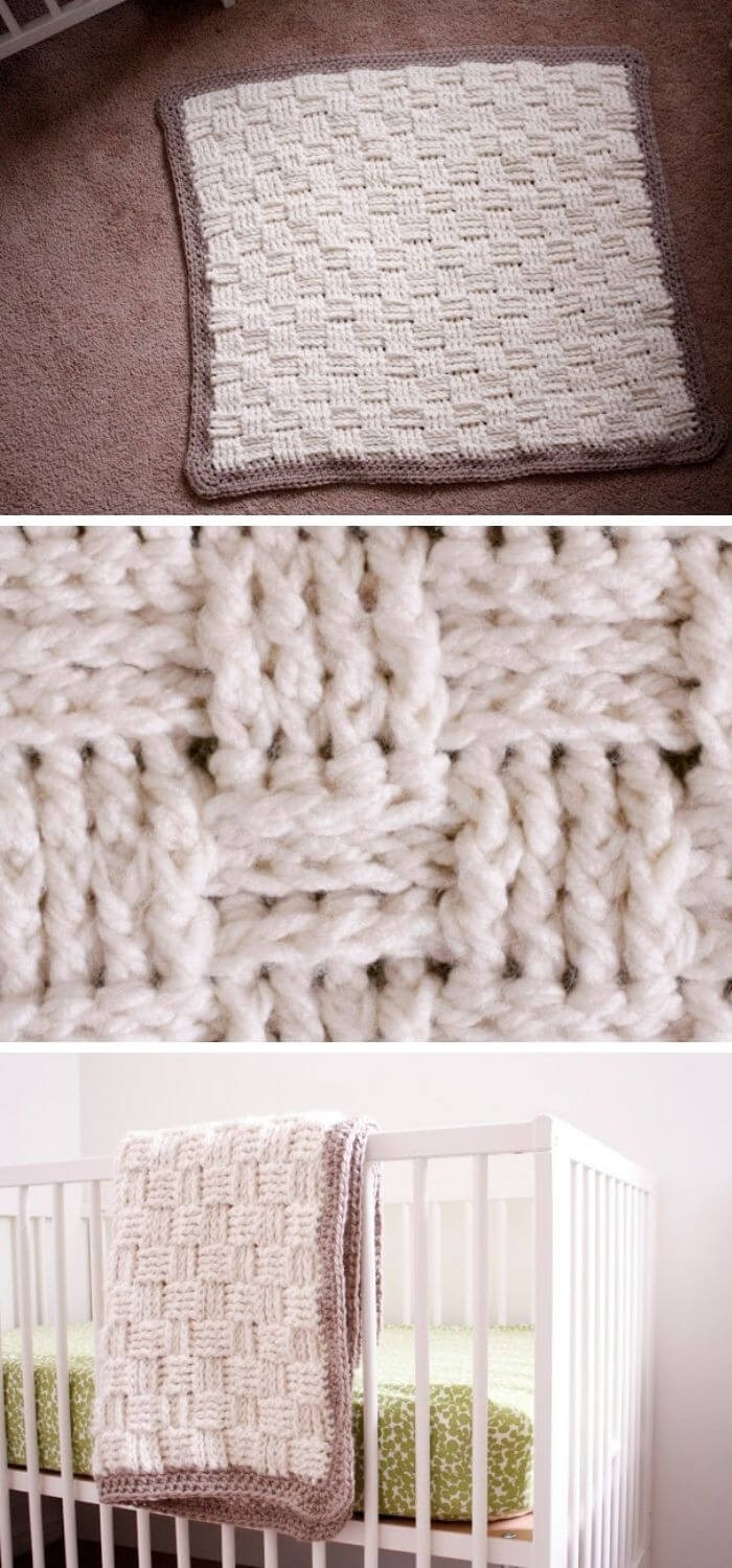 Basketweave crochet baby blanket