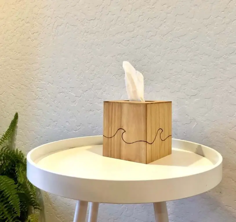 Wood burnt tissue holder