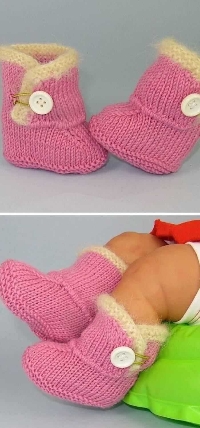 The fur trim one button baby booties