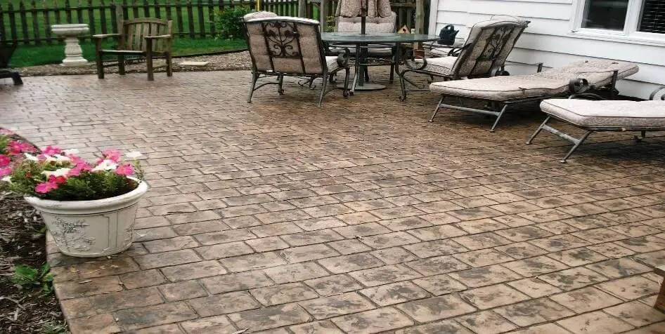 Cobble stamped concrete patio