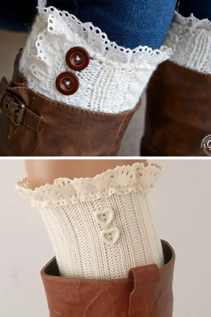 Lacy button boot cuffs