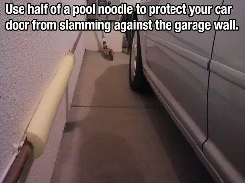 Pool noodle to prevent car from scratching