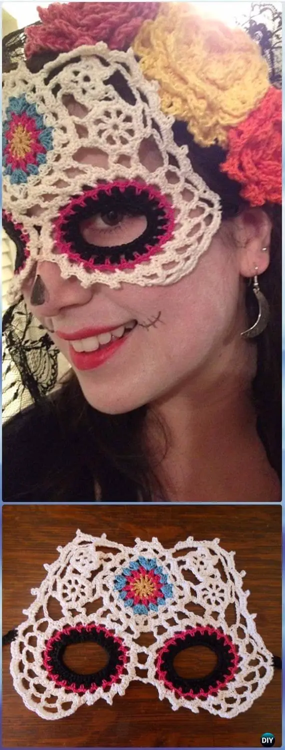 Crochet Sugar Skull Mask