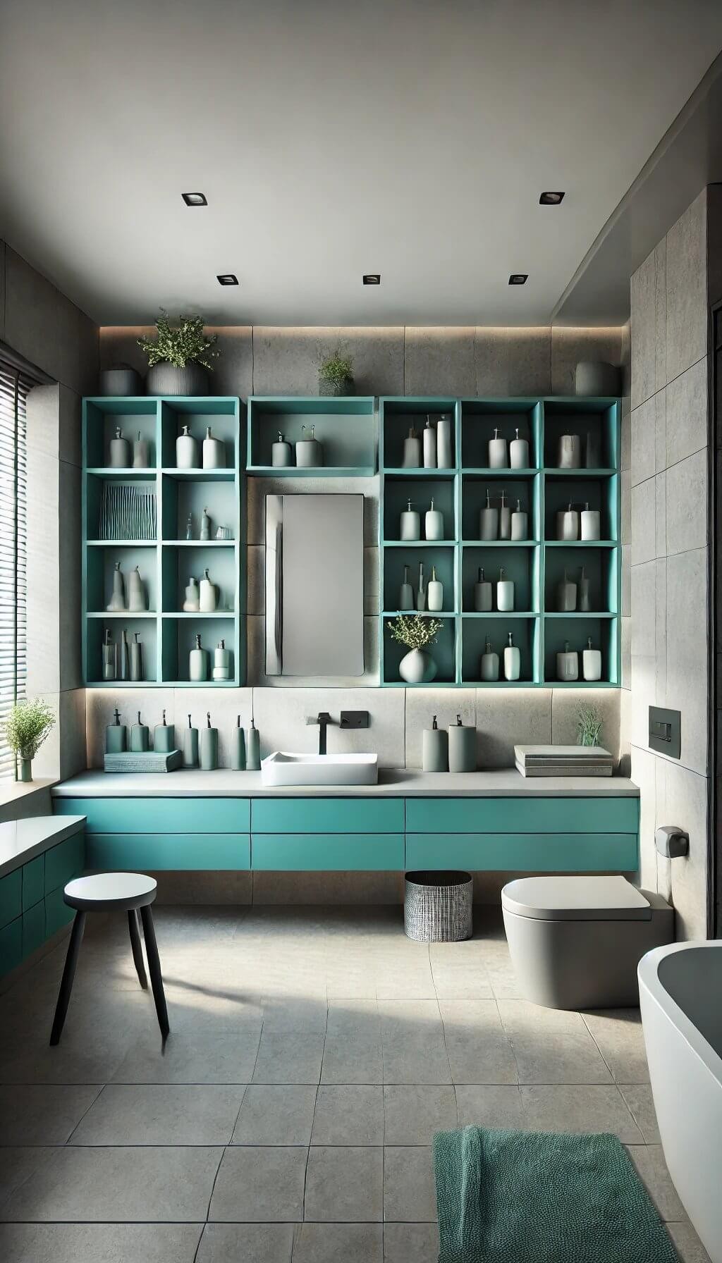 Teal Shelving and Storage