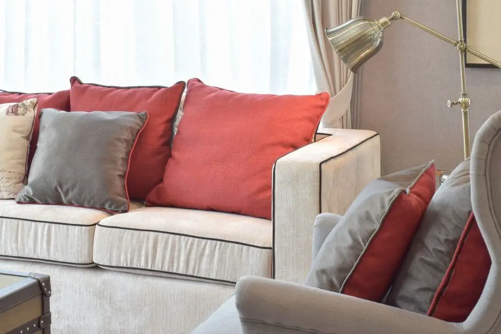 Make The Sofa Romantic with Red Cushions and Pillows